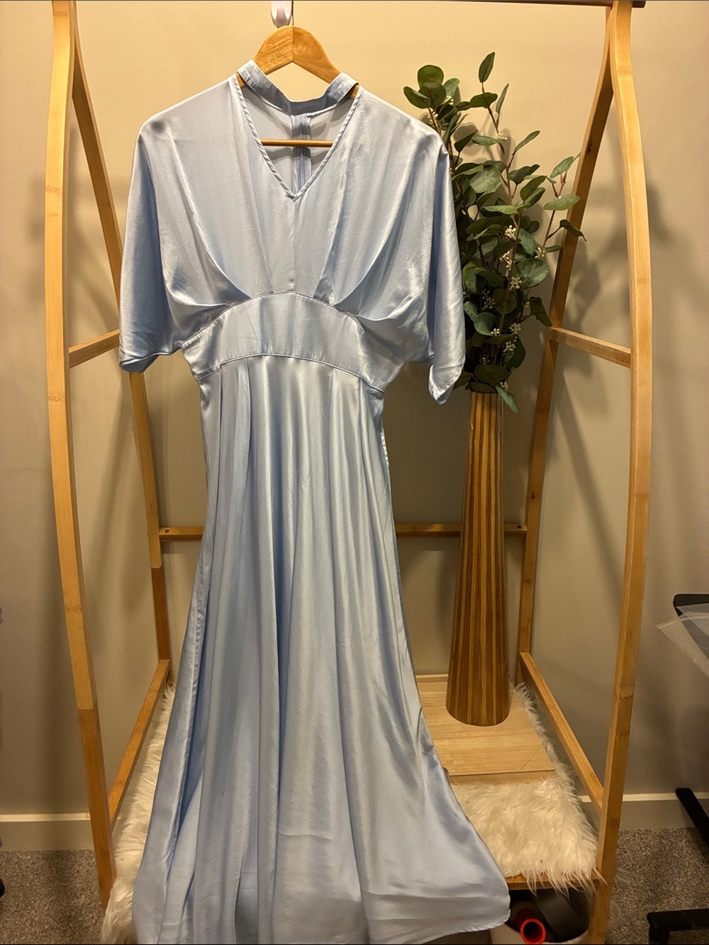 Silk Mason 100% Mulberry Silk Light Blue Maxi Dress a195